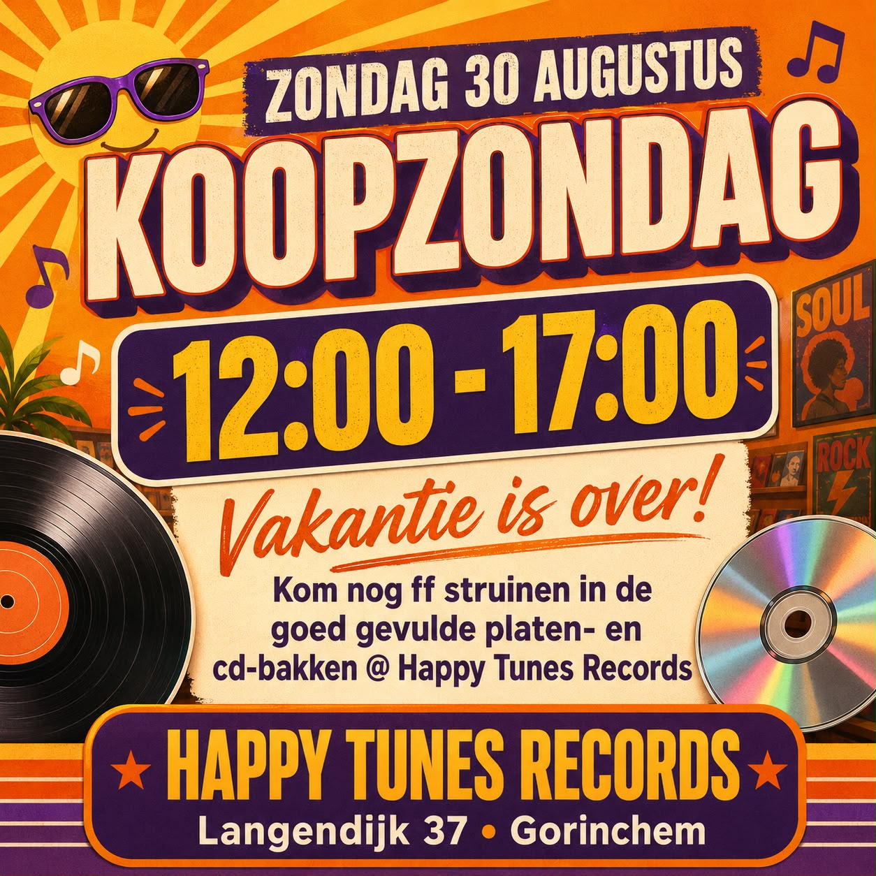 30 augustus Koopzondag 12:00 - 17:00 